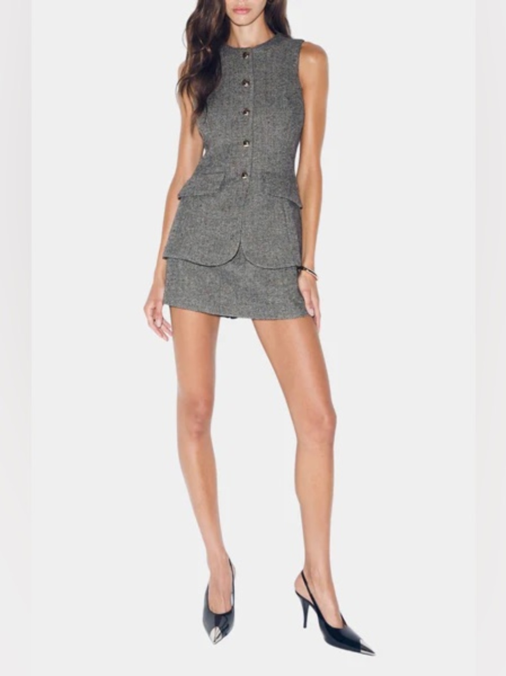NWT Amanda Uprichard Serena Romper in Black Multi tweed - Picture 6 of 13